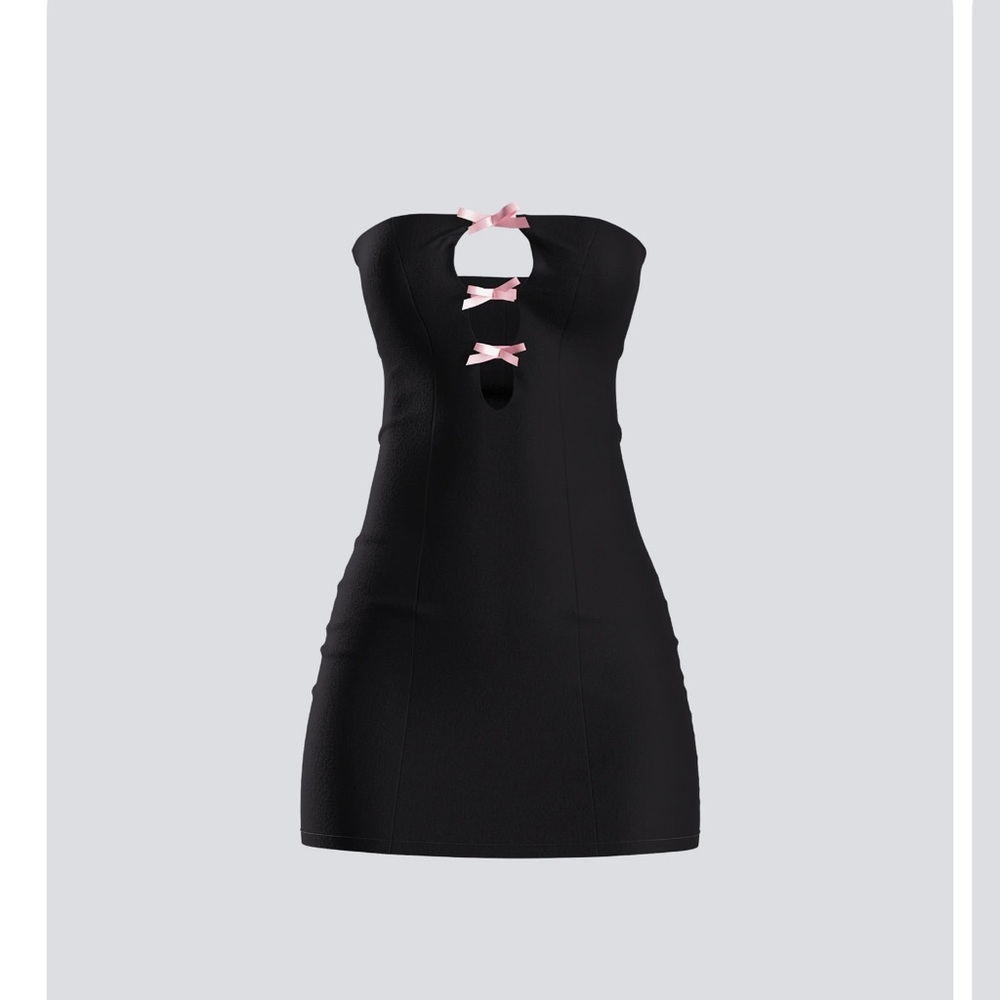 Finesse Strapless Black Dress with Pink Accents